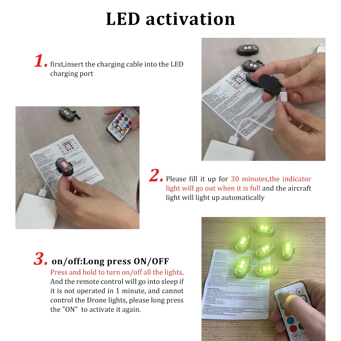 2/4/8Pcs Wireless Remote Contr - Drone Led Light 评论和价格